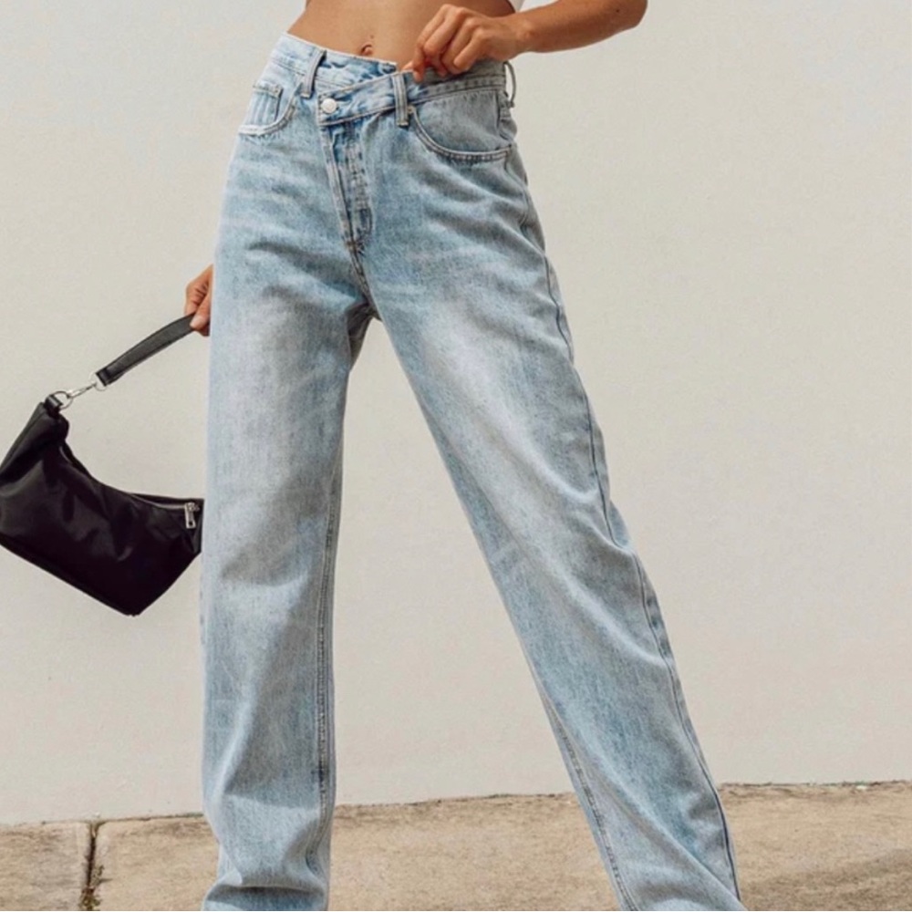 asymmetrical jeans